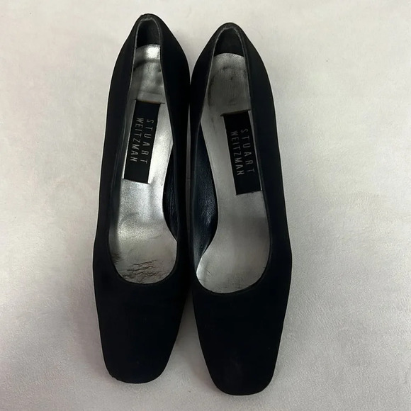 Stuart Weitzman || Black Fabric Square Toe Heels size 7.5 6213999 - Picture 7 of 7